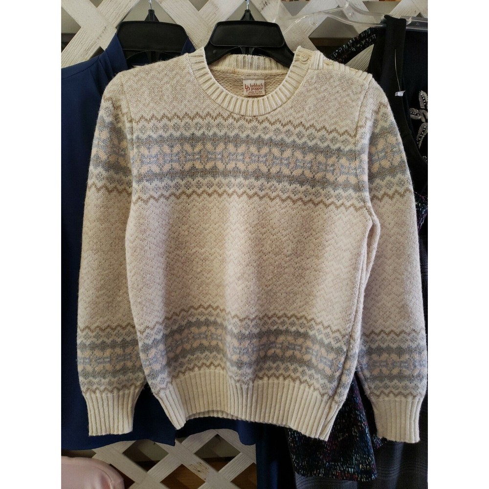 Vtg Beldoch Popper Pullover Sweater Button Shoulder Medium